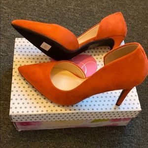Burnt-Orange Pointy Toe Heels